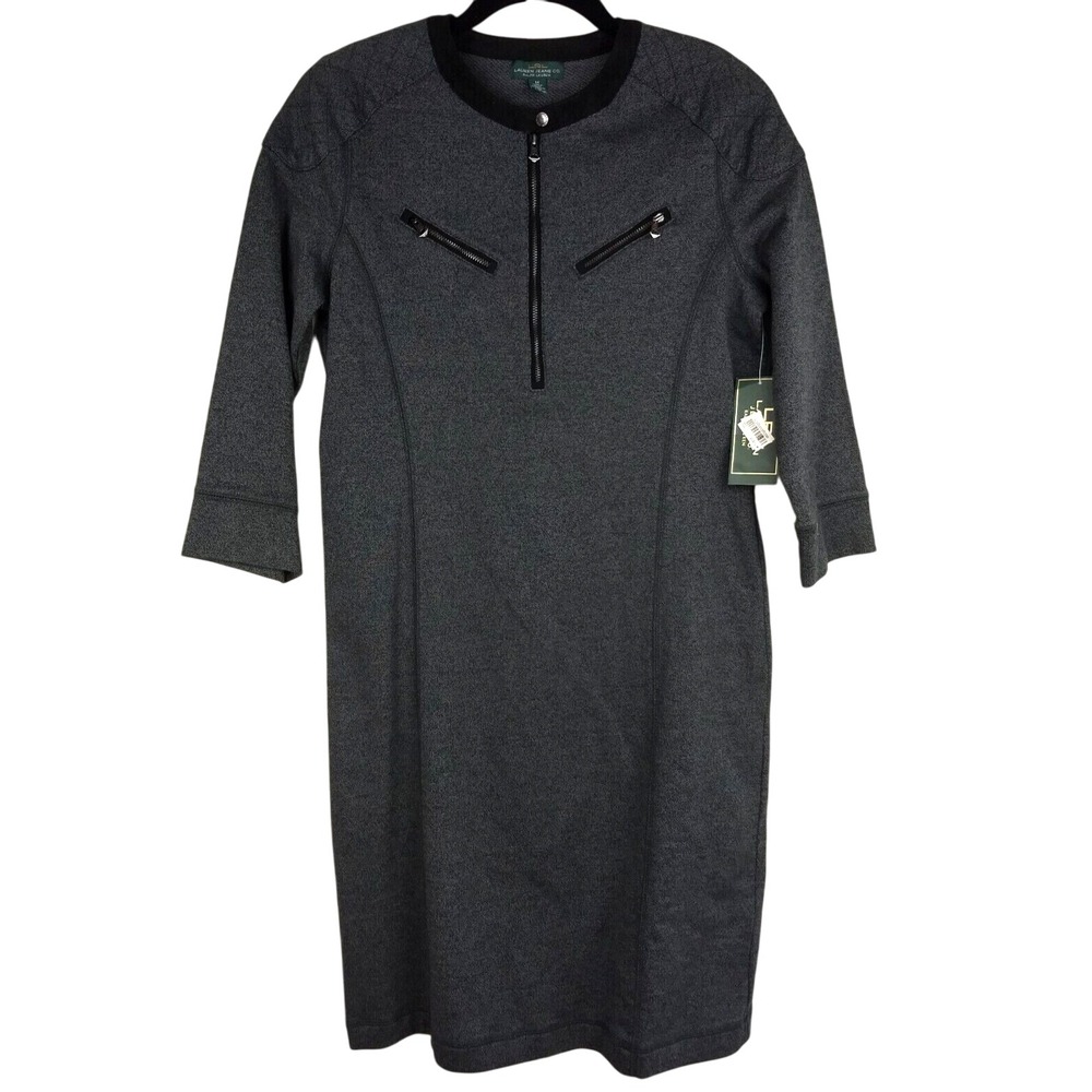 Ralph Lauren Jeans  Co Dress‎ Cotton Sweatshirt Style LRL Black Gray Zippers NWT